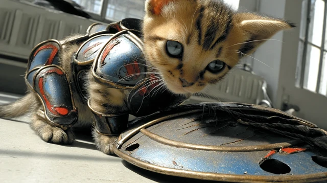 Kitten Knight in Shiny Armor A Purrfect Warrior