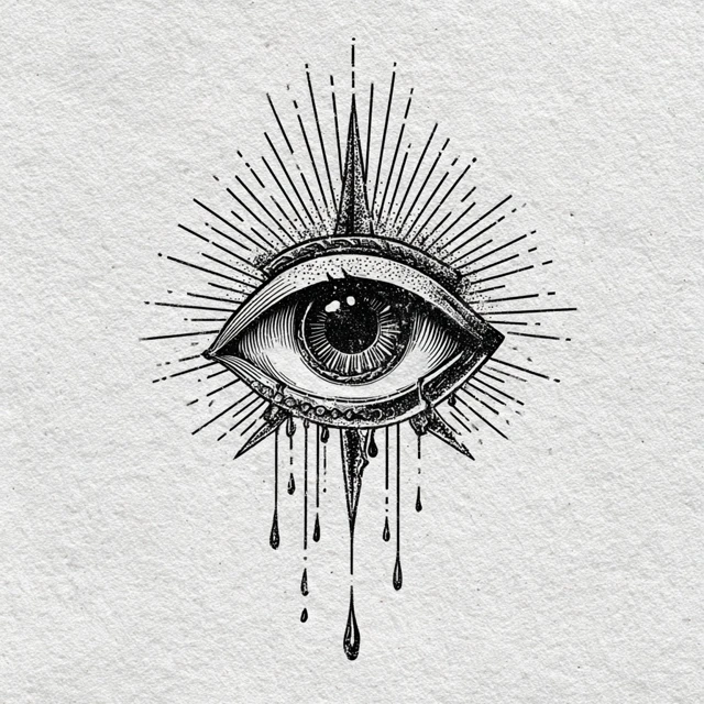 Eye of God Tattoo Design Ink Drawing