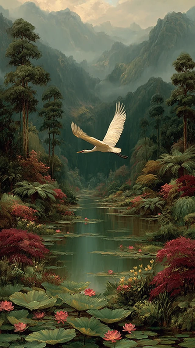 Chinese Mountain Landscape Oil Painting