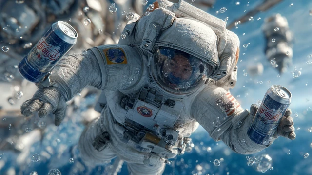 Astronaut in Space with Beer SciFi Comedy