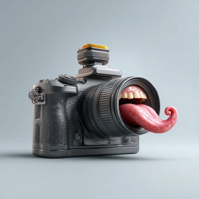 Surreal Camera with Tongue Product Photography
