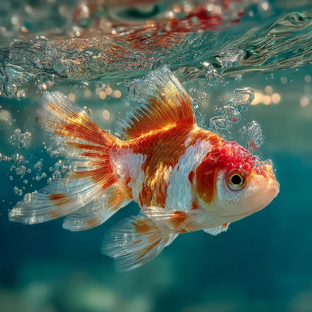 Goldfish Swimming Underwater Beautiful Aquatic Life