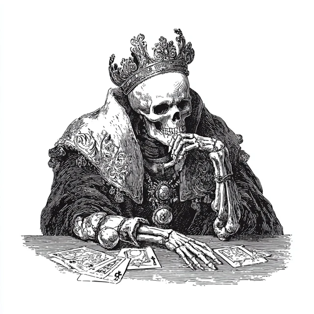 Skeleton Fortune Teller Vintage Horror Illustration