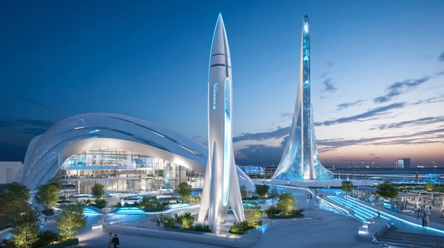 Futuristic Rocket Launch at Expo Site