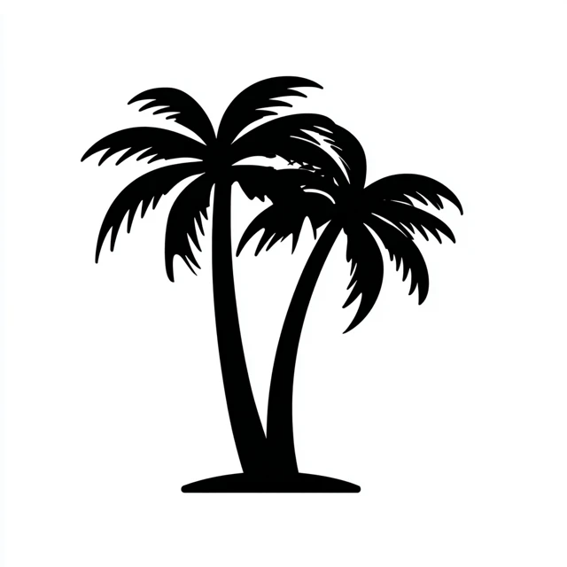 Palm Tree Icon Black and White Simple Design