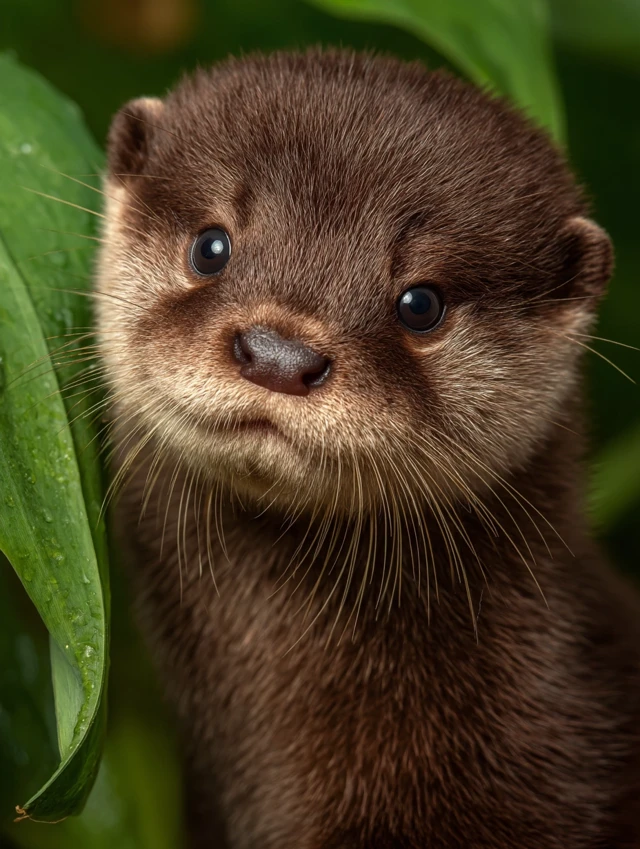 Cute Otter Pup with Corn Anime Style