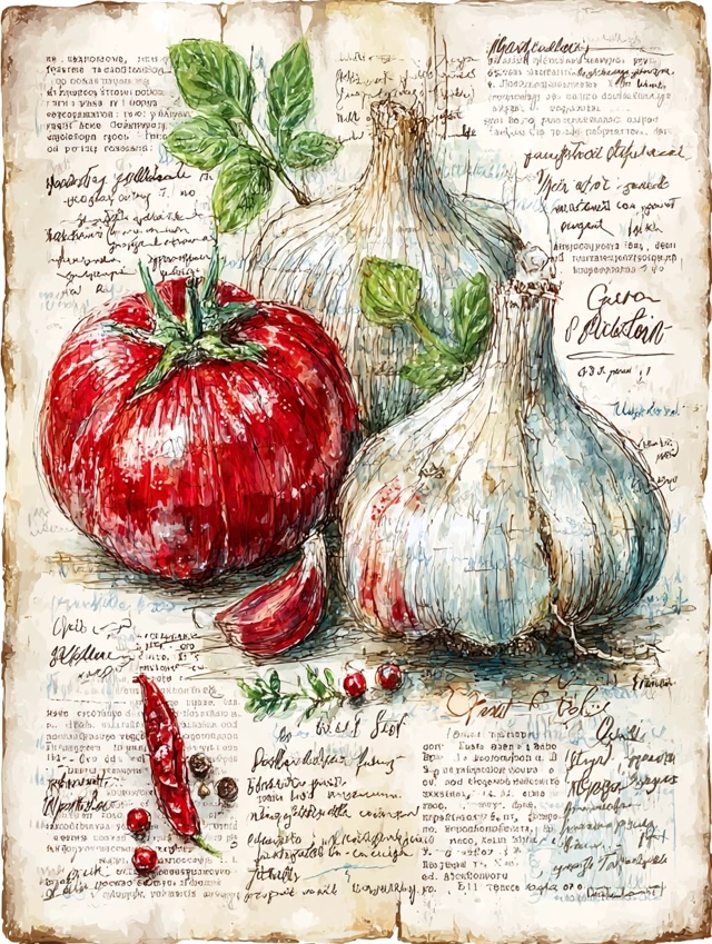 Vintage Vegetable Illustration: Spices and Botanical Atlas