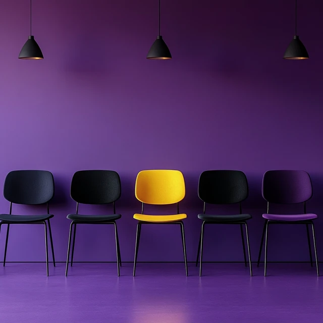 Modern Chair Design A Yellow Accent in a Purple Room