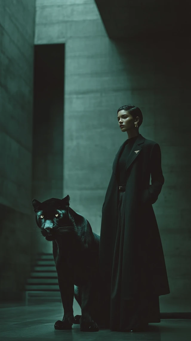 PRADA-Inspired Portrait: Minimalist Elegance and Black Panther