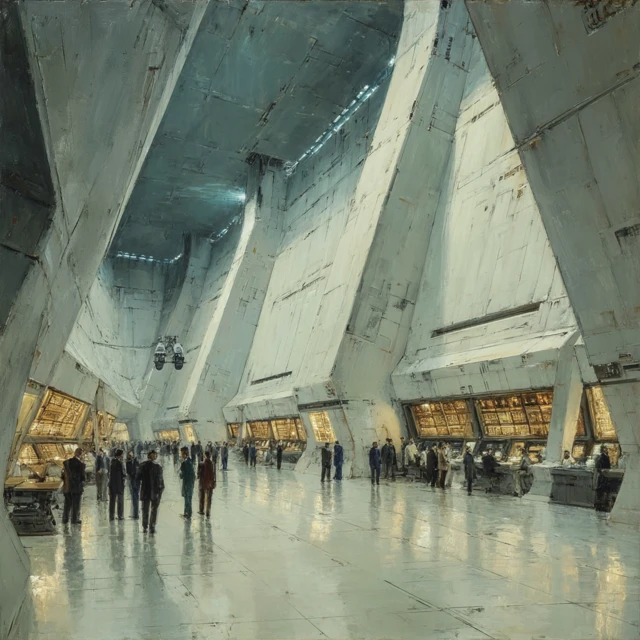 Futuristic High Command Bunker Oil Painting