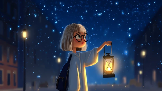Girl with Lantern Illustration