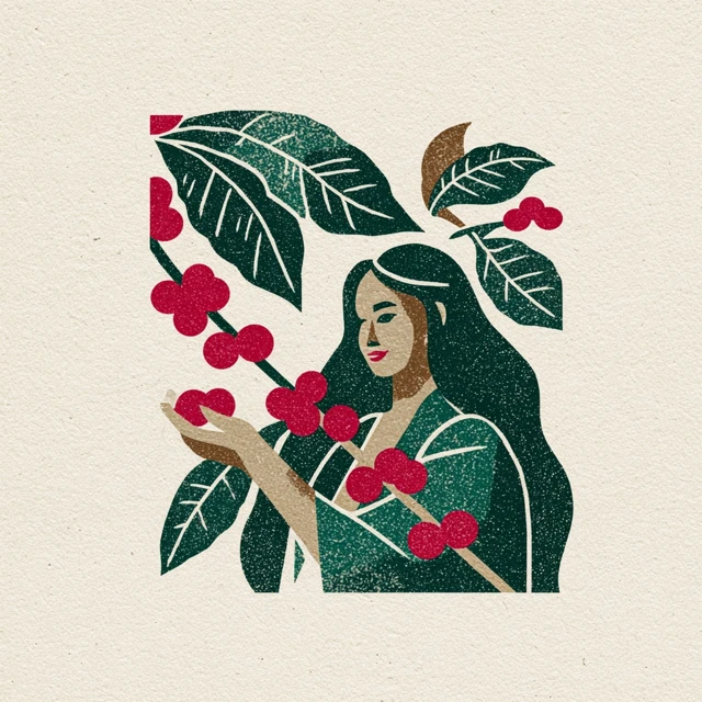 Hawaiian Goddess Illustration Kona Coffee Art