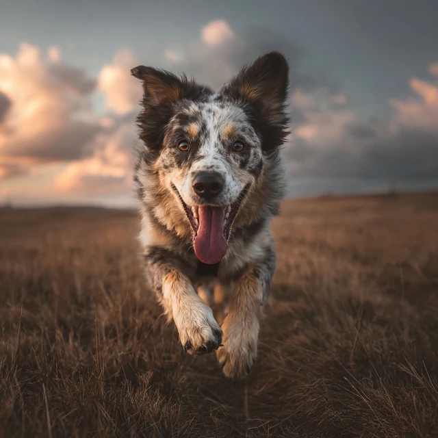 Happy Dog Running in a Field