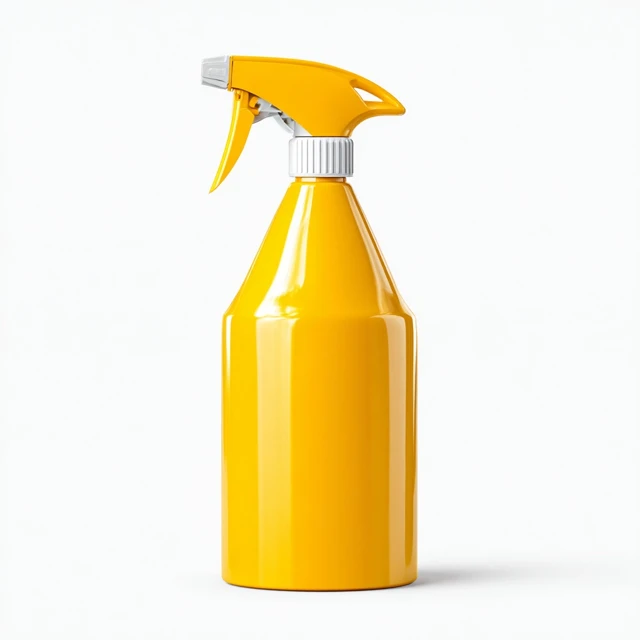 Photorealistic Yellow Spray Bottle Product Photography
