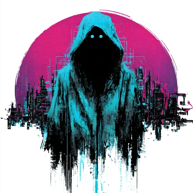 Cyberpunk Hooded Figure Logo