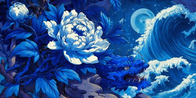 Blue Floral Painting Inspired by a DMT Trip