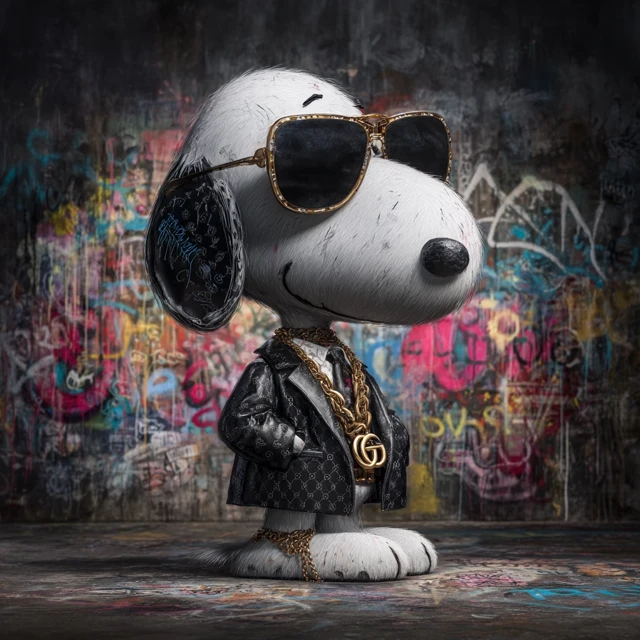 Snoopy in Gucci Suit and Rolex Graffiti Art