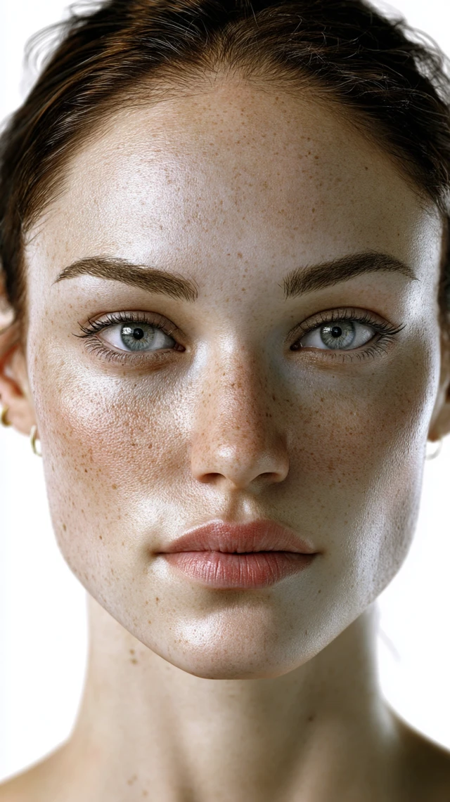Woman Face No Makeup Hyper Realistic Portrait