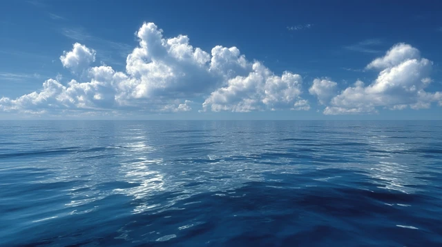 Blue Sky Ocean and Clouds