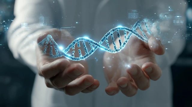 Doctor Holding DNA Structure Medical Science