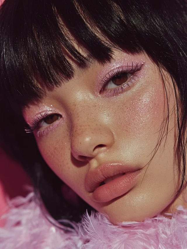 Asian Woman Makeup Look with Winged Eyeliner