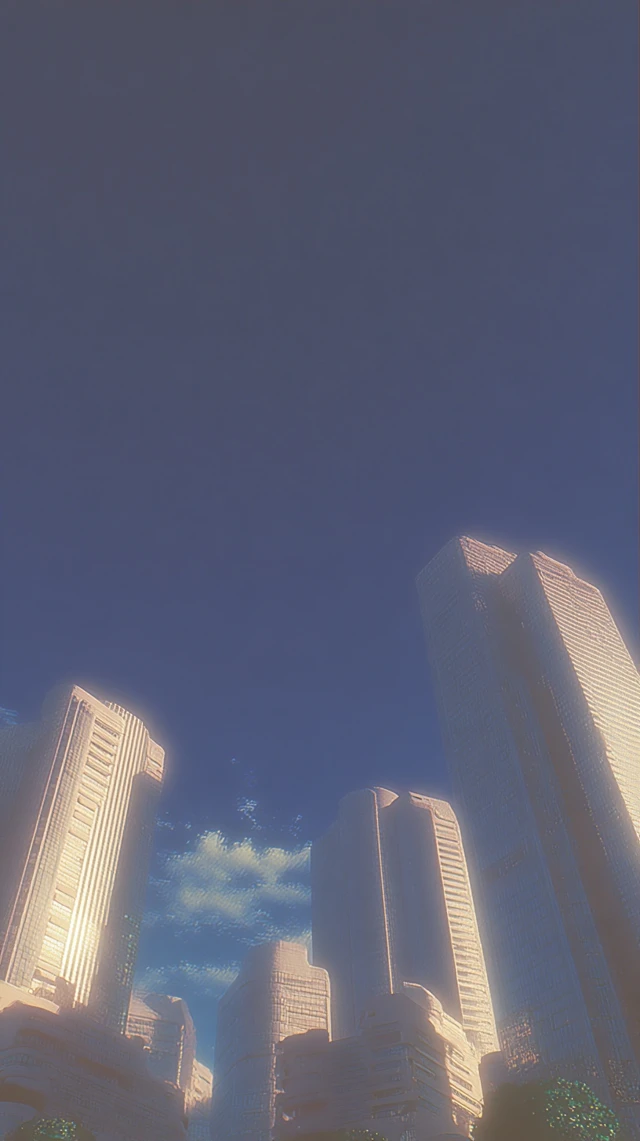 Abstract Low Poly Skyline with Glitch Green Accents