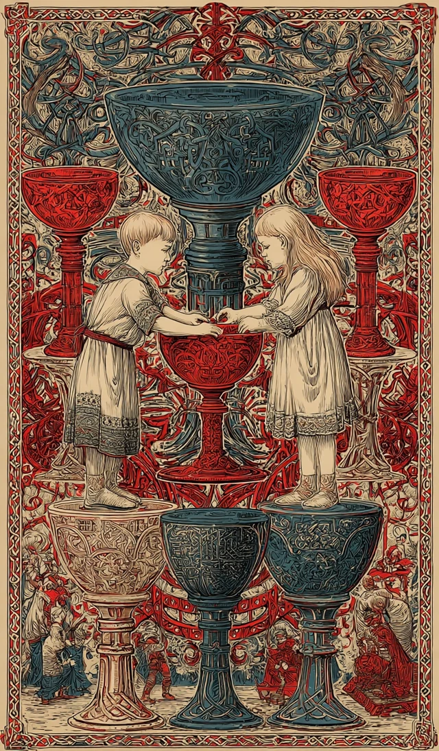 Norwegian Folklore Boy and Girl with Goblets