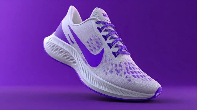 Nike Running Shoe White and Purple 3D Render