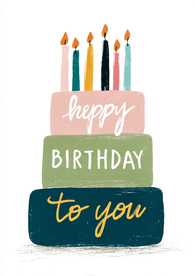 Happy Birthday Cake Illustration Card