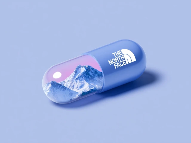 North Face Logo and Mount Everest Pill Hyperrealistic