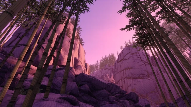 Rocky Cliffs Bamboo Forest 3D Render