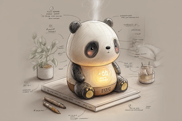Panda Night Light Design Sketch Smart Lamp