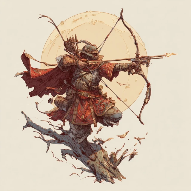 Fantasy Archer with Gun-Bow Illustration