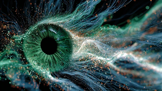 Eye of Perception: Data Stream Illustration