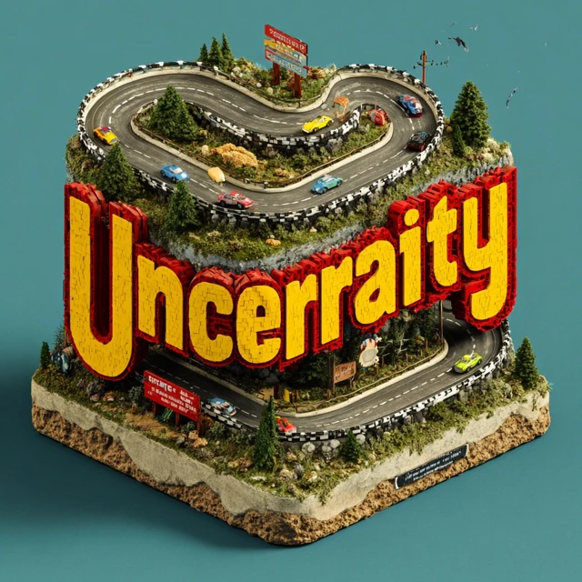Winding Race Track Icon Uncertainty 3D Vector Design