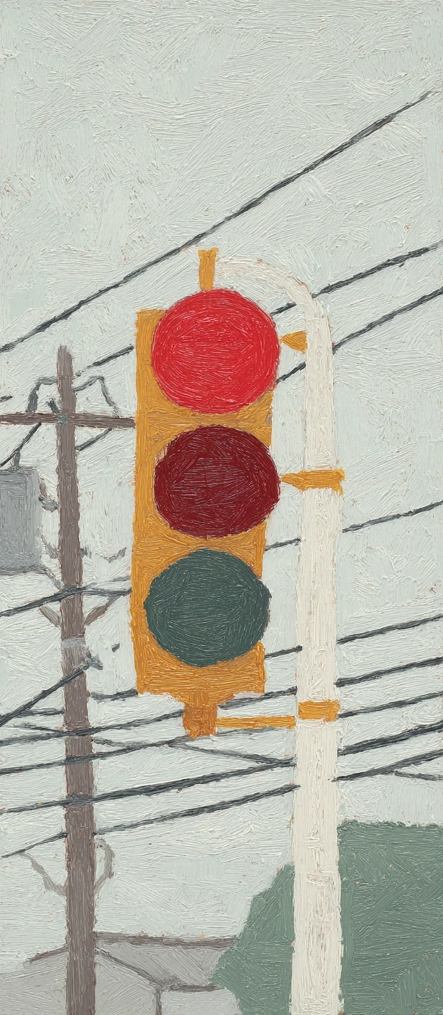 Traffic Light Illustration Gouache Minimalism Art