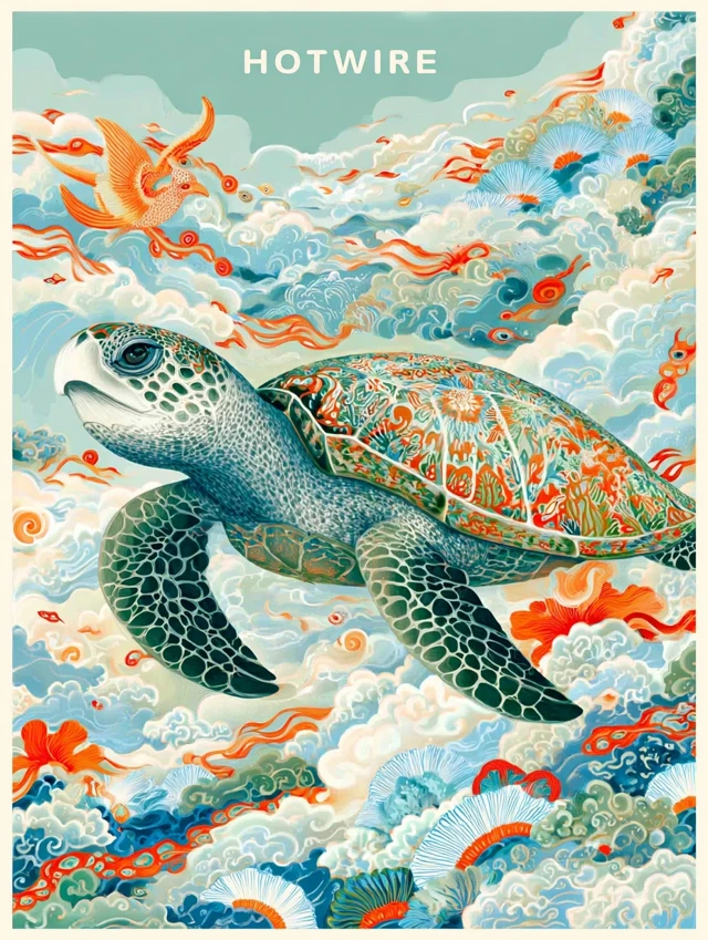 Turtle Bat Hybrid Illustration Moebius Style