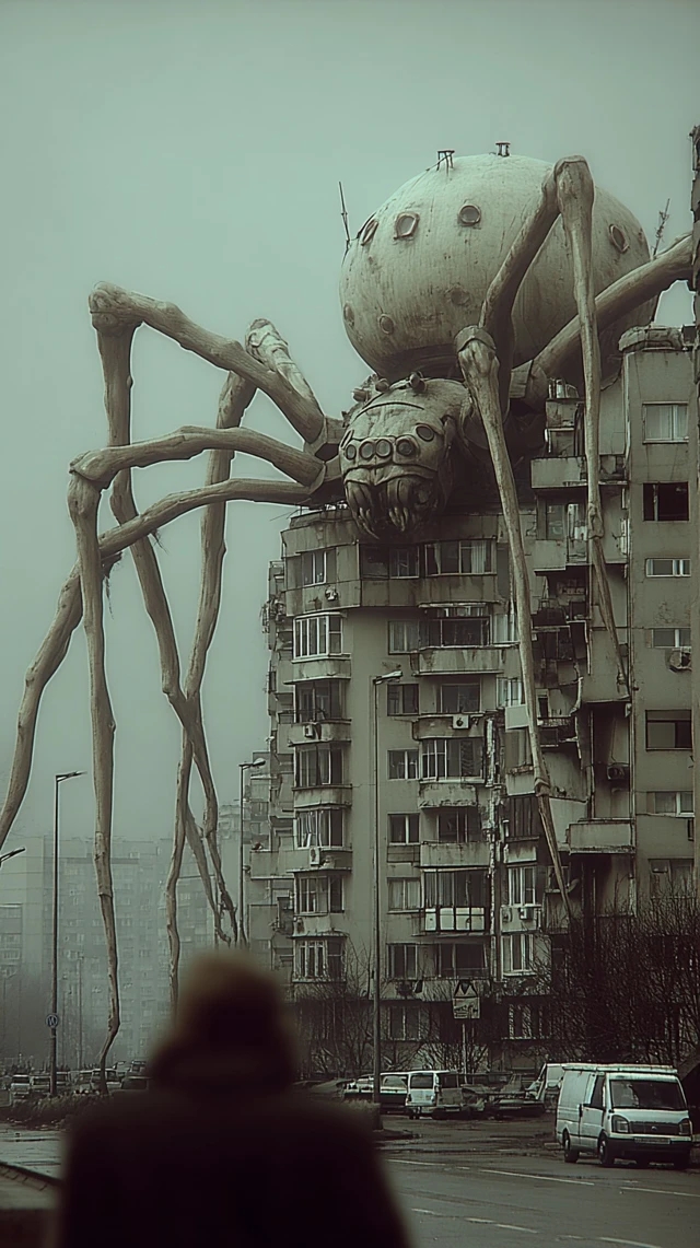Giant Spider Over Russian City Realism