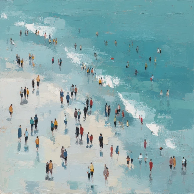 Beach Painting Matisse Inspired Aerial View People