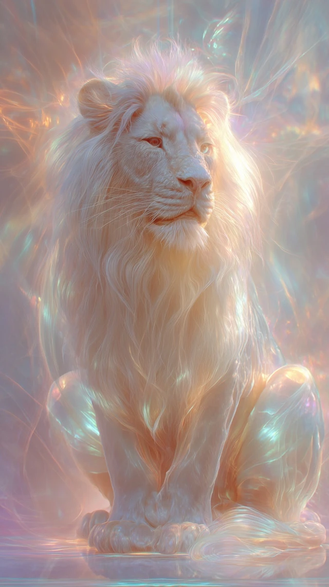 Mystical Lion Art Glowing Aura Sacred Divine