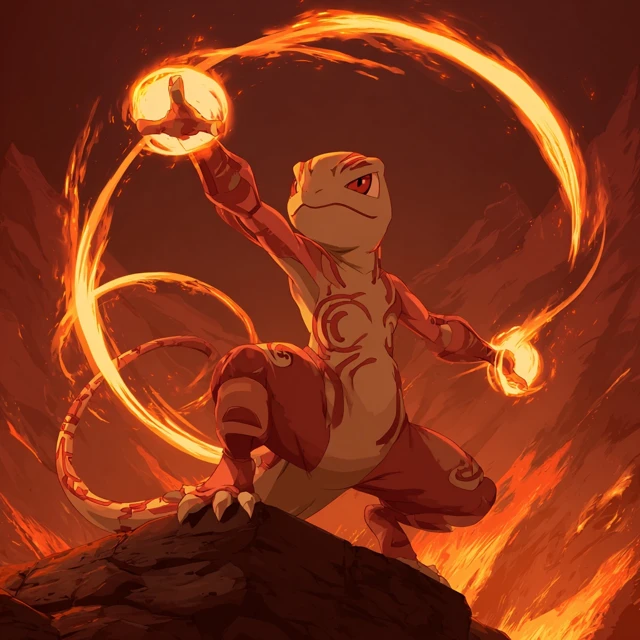 Charmeleon Firebender Avatar Anime Art