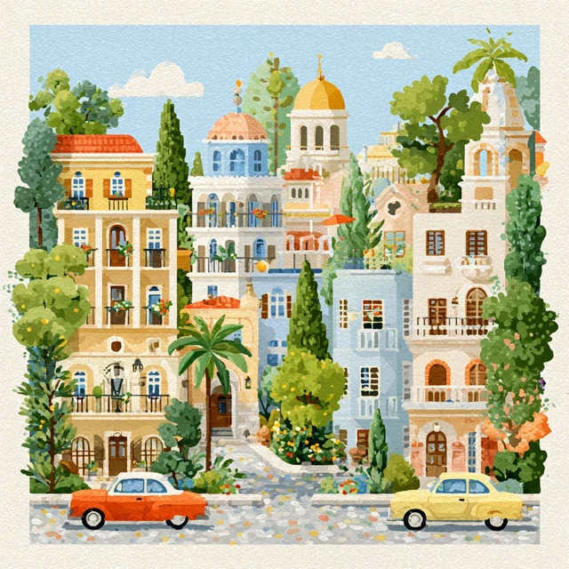 European Vacation Illustration Cartoon Style