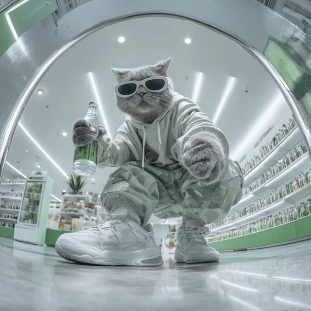 Cat Selfie in Grocery Store Album Cover Photo