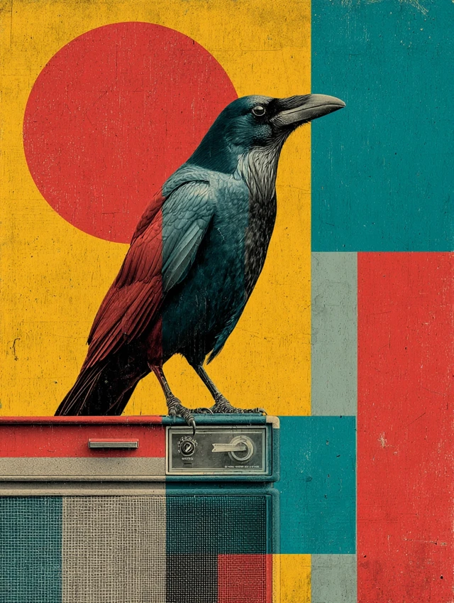 Raven on Amp Abstract Art Vintage