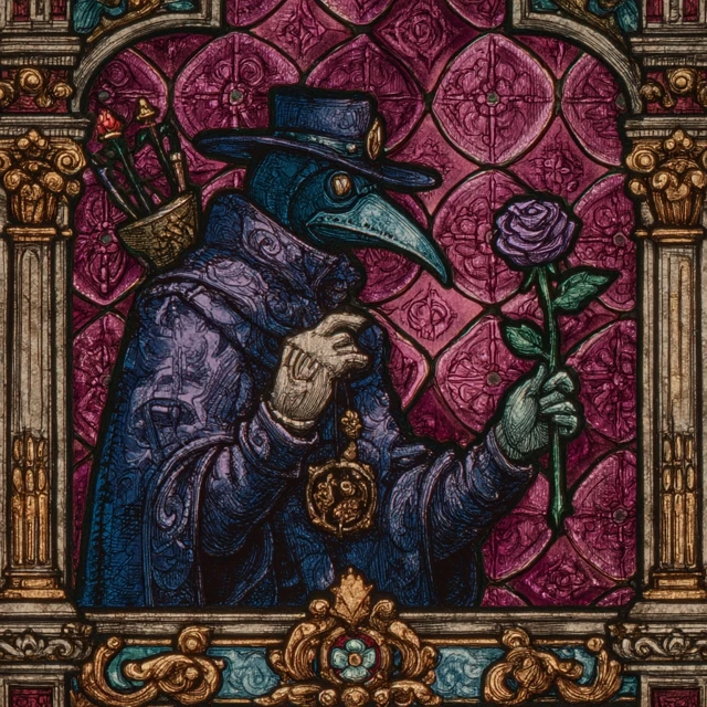 Plague Doctor Stained Glass Artwork Gothic