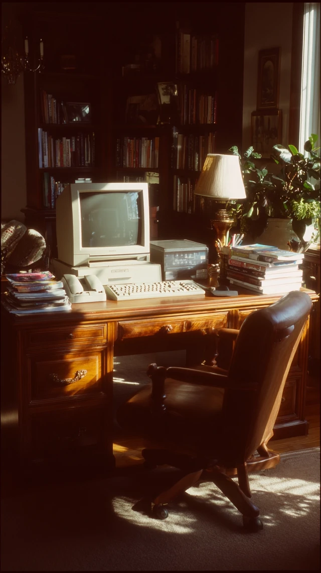 1987 Home Office Study Vintage Computer Desk