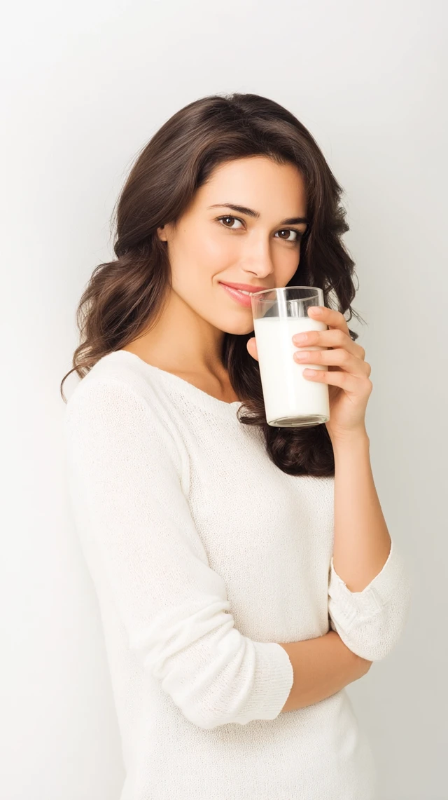 Young Woman Enjoying Milk Lifestyle Model