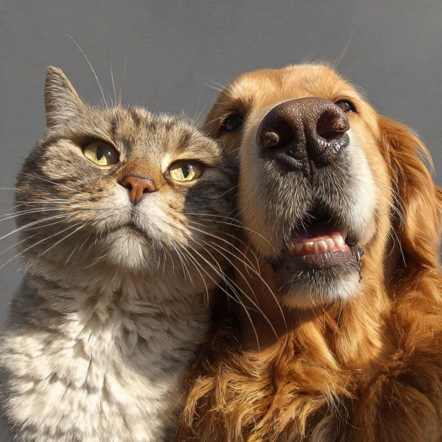 Cat and Golden Retriever Selfie