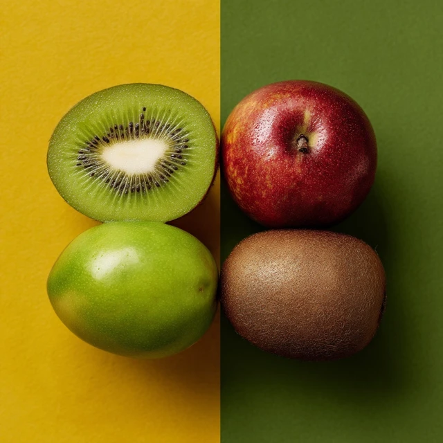 Kiwi Apple Composition Fresh Fruits