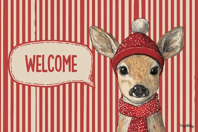 Christmas Deer Welcome Festive Illustration
